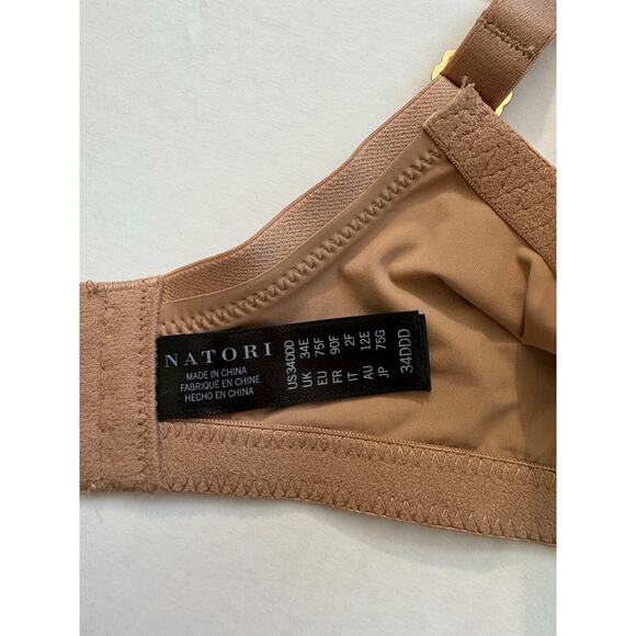 Natori Women's Body Double Lace Trim Full Fit Contour Bra Suntan Size 34DDD NEW - Picture 5 of 9